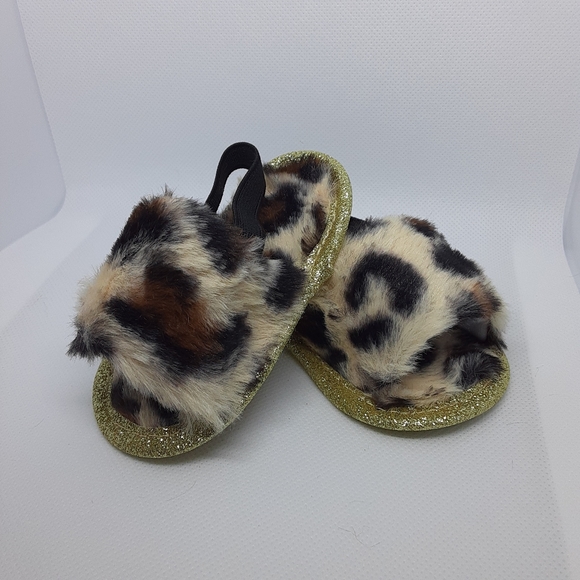 Infant Leopard print slippers 1 sz - Picture 2 of 2